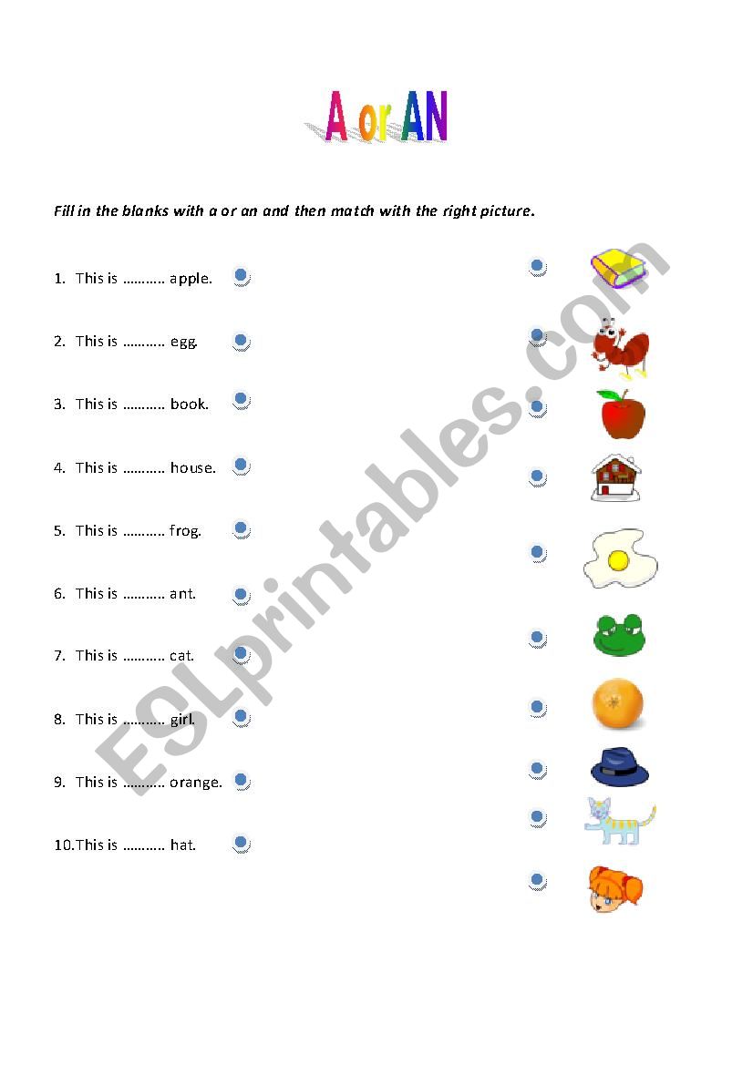 a/an worksheets worksheet