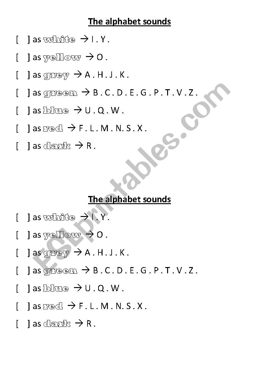 Alphabet letter sounds worksheet