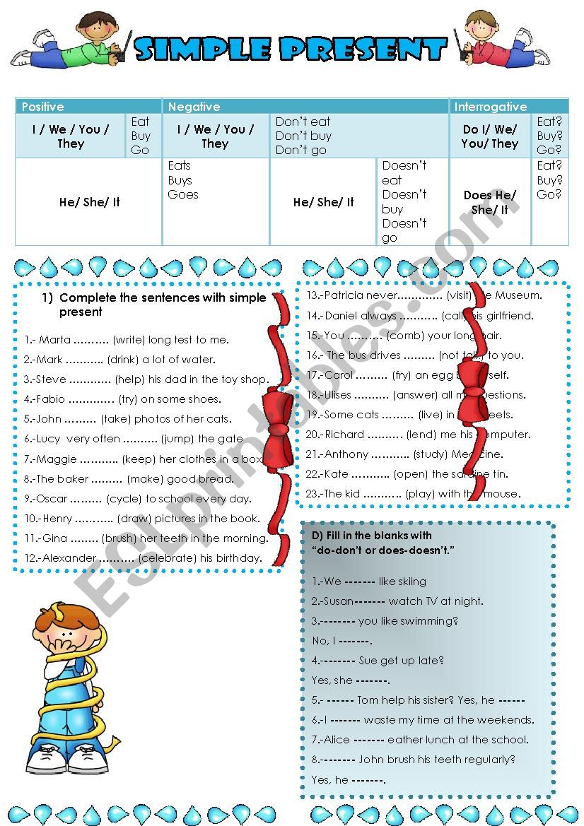 Simple present worksheet