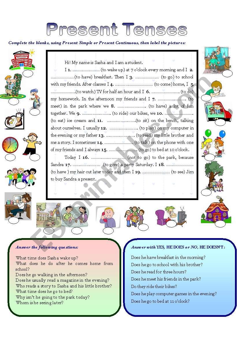 PRESENT TENSES worksheet