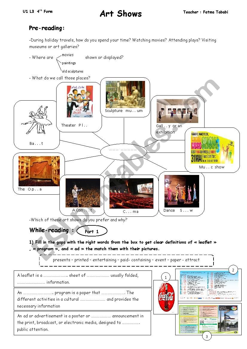 Art Shows (Unit 1 Lesson 3 4th form)