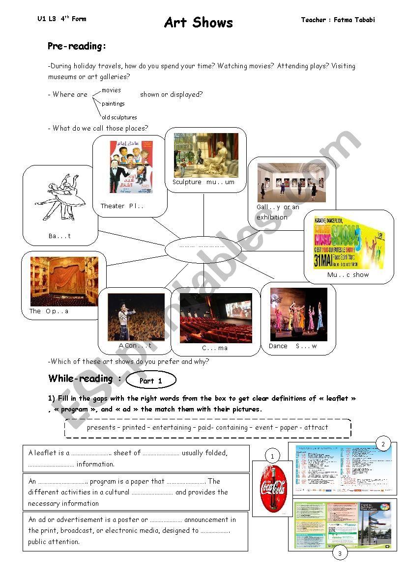 Art Shows (Unit 1 Lesson 3 4th form)