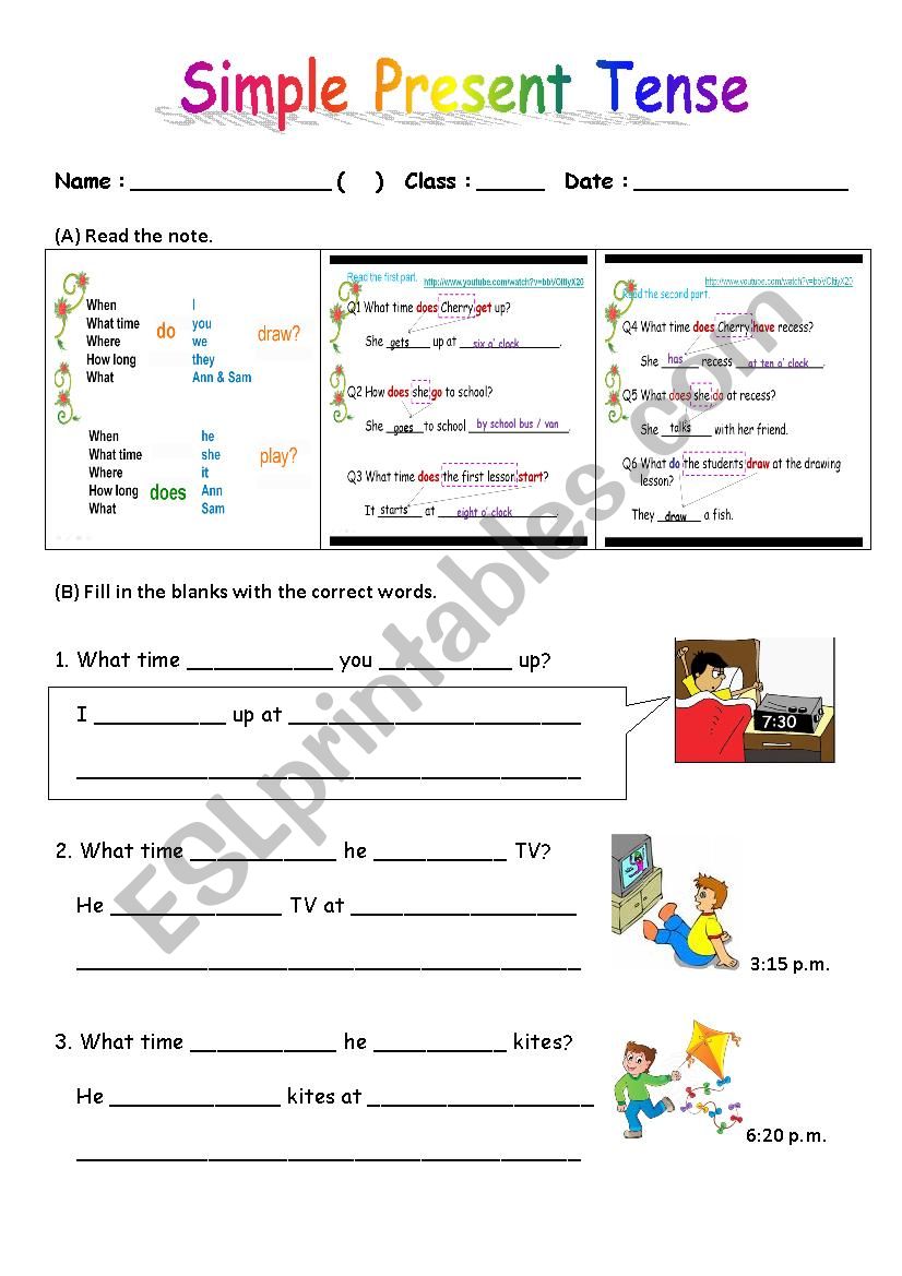 SImple present tense worksheet