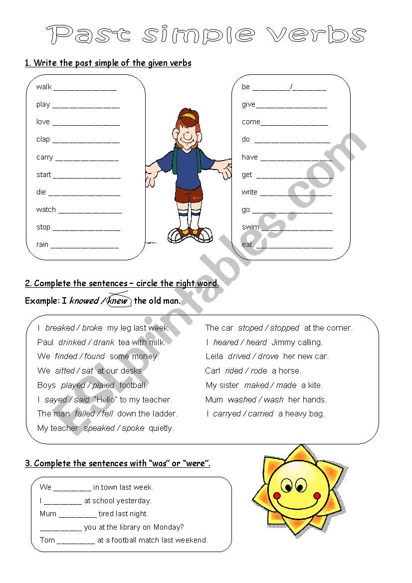 Past simple verbs worksheet