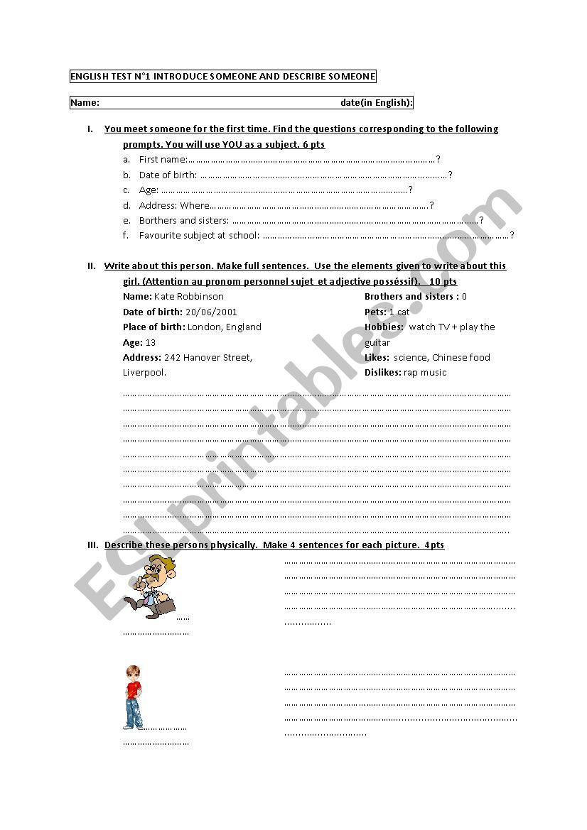 Introduce yourself worksheet