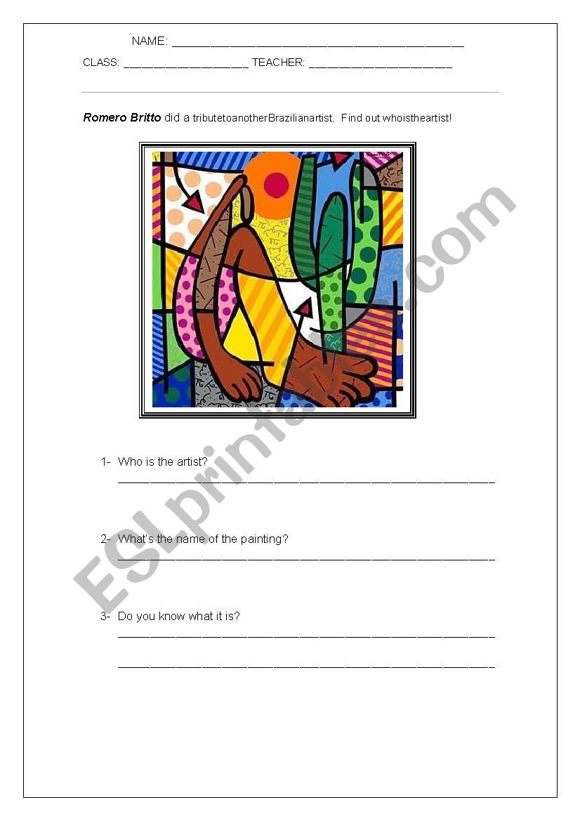 Tarsila do Amaral painting worksheet
