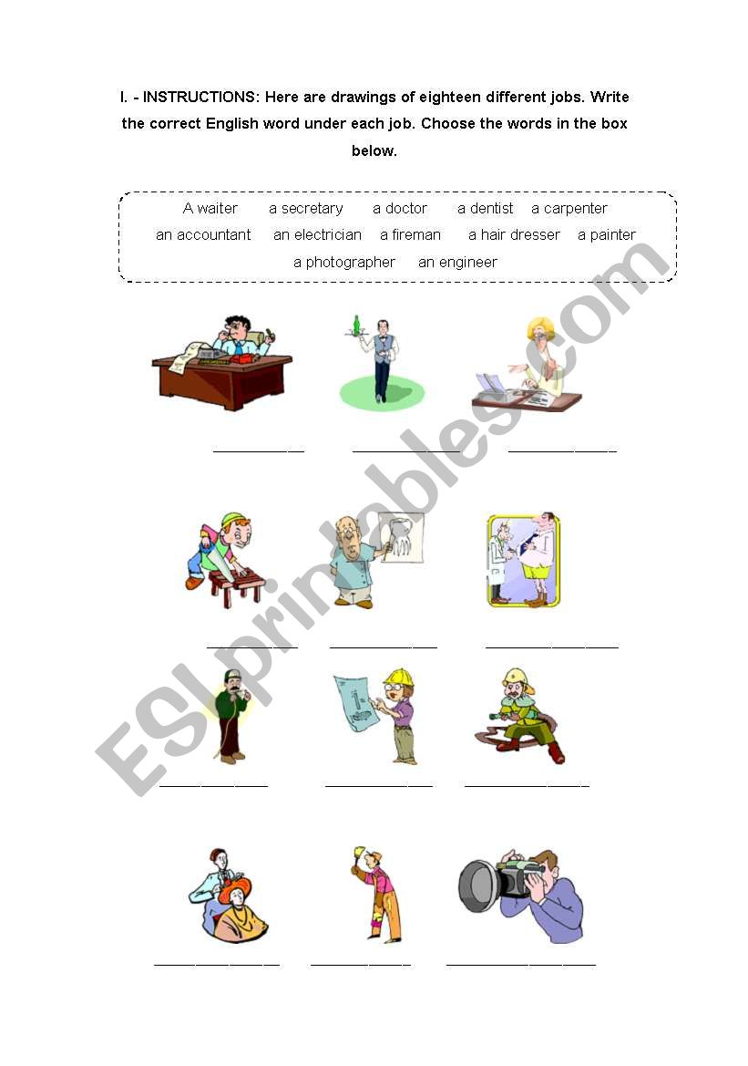 Professions & Occupations worksheet