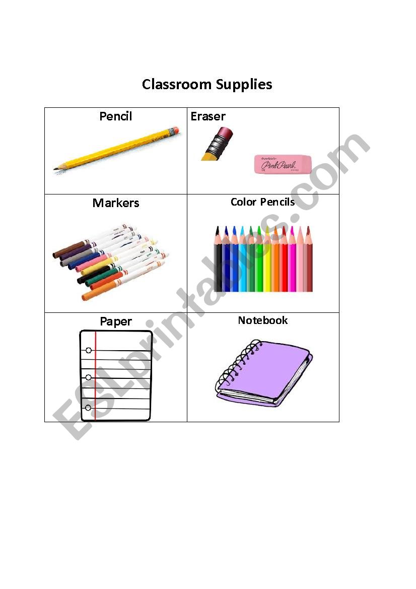Classroom Supplies worksheet