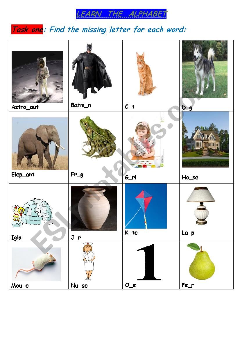 learn the alphabet worksheet
