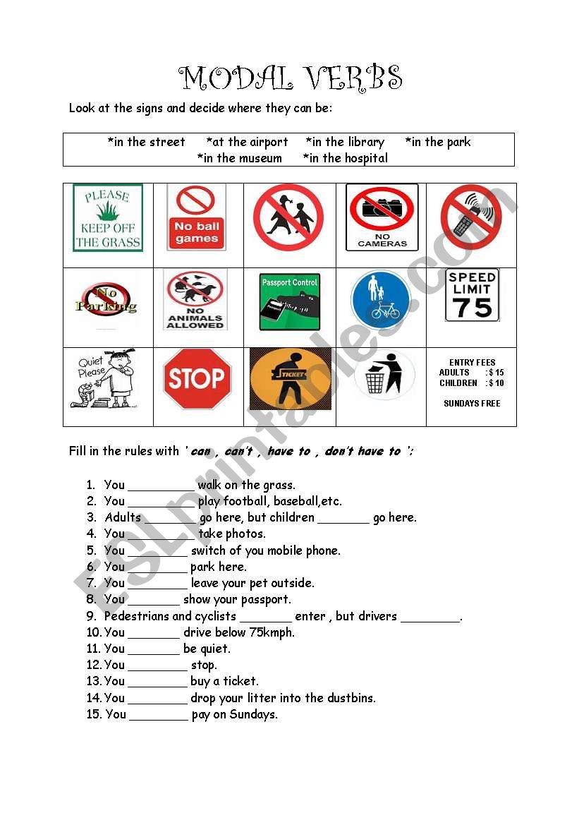 modal verbs worksheet