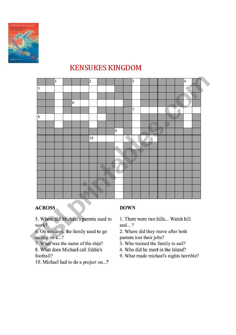 KENSUKES KINGDOM CROSSWORD worksheet