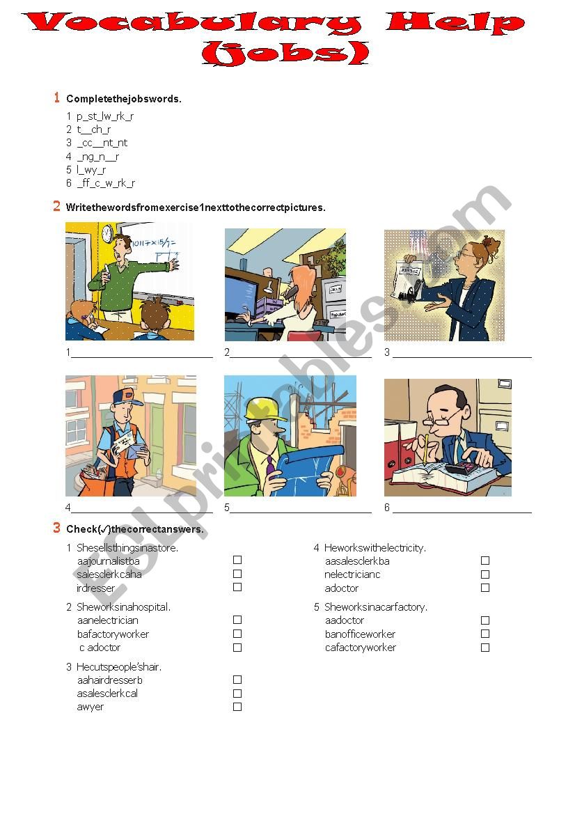 jobs worksheet