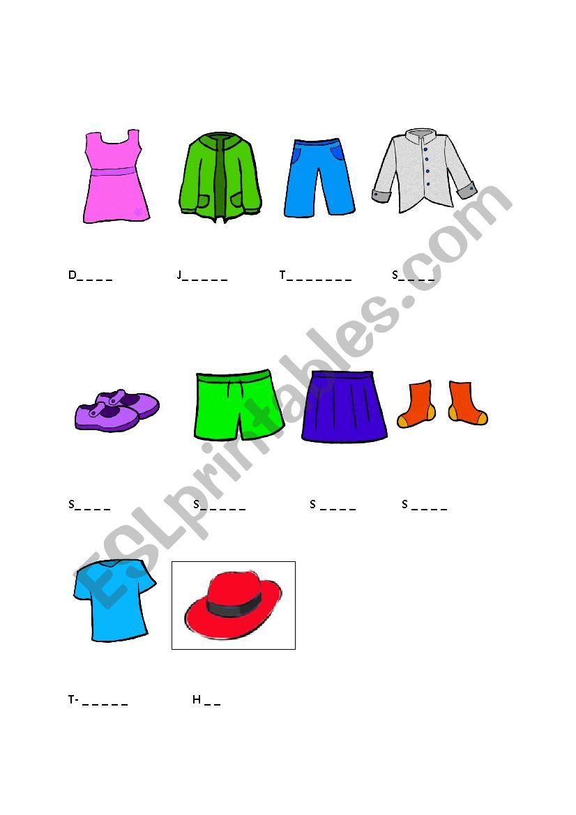 clothes worksheet