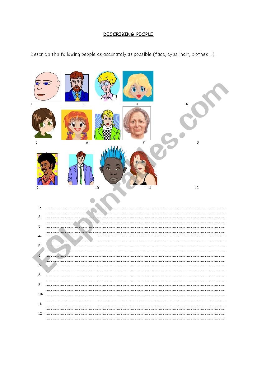 DESCRIBING PEOPLE worksheet
