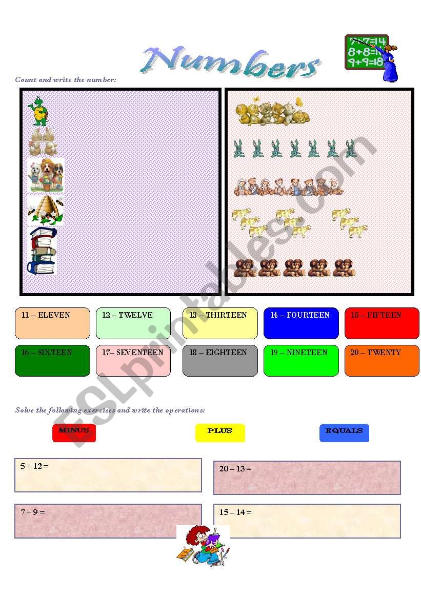 NUMBERS 11-20 worksheet