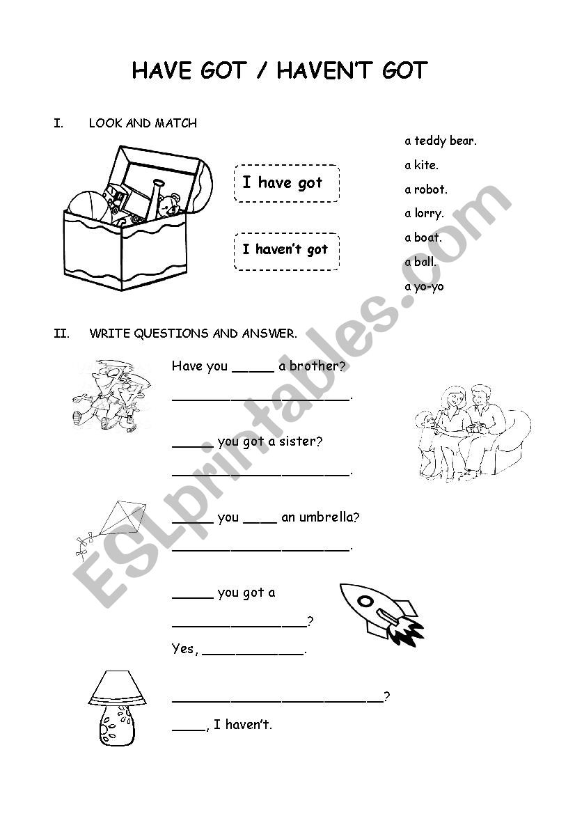 Have got - Havent got worksheet