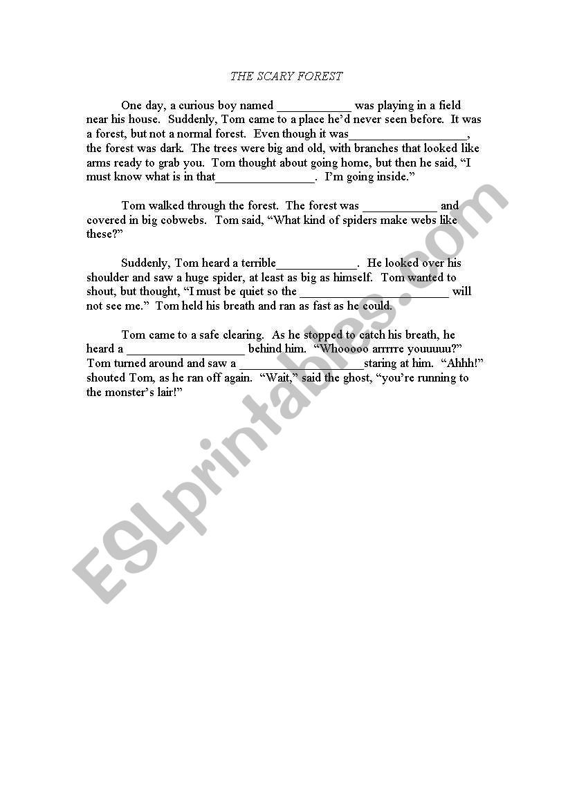 The Scary Forest worksheet