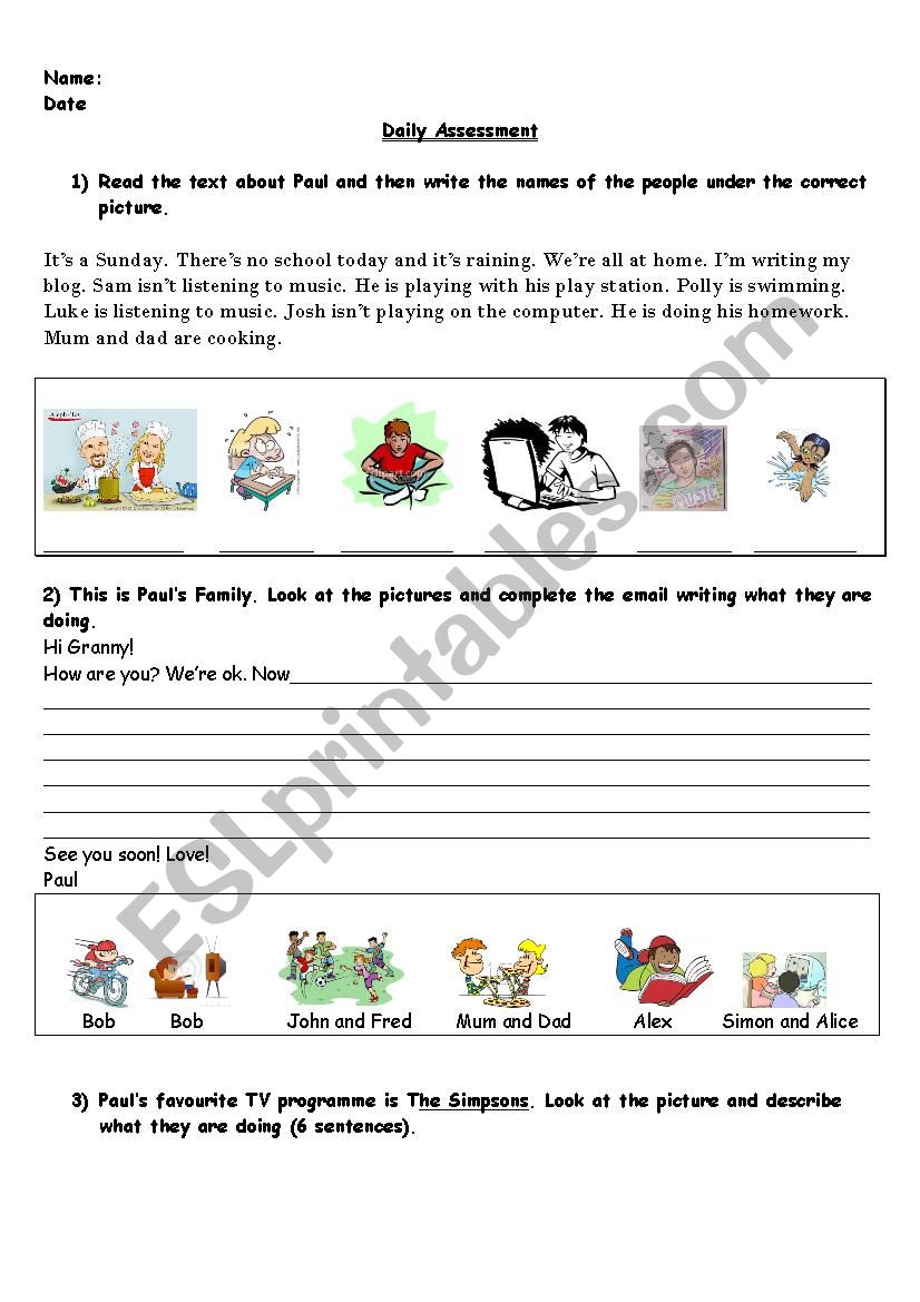 Present Continuous worksheet