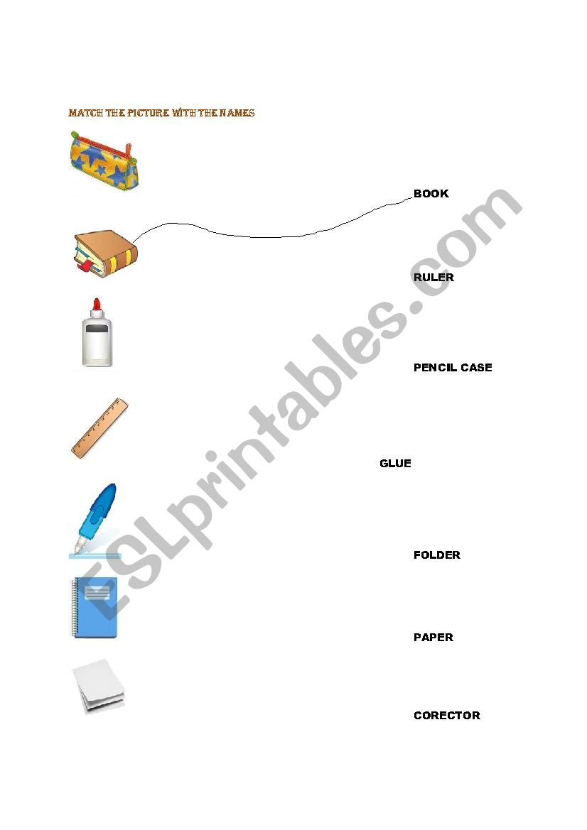 classroom object worksheet