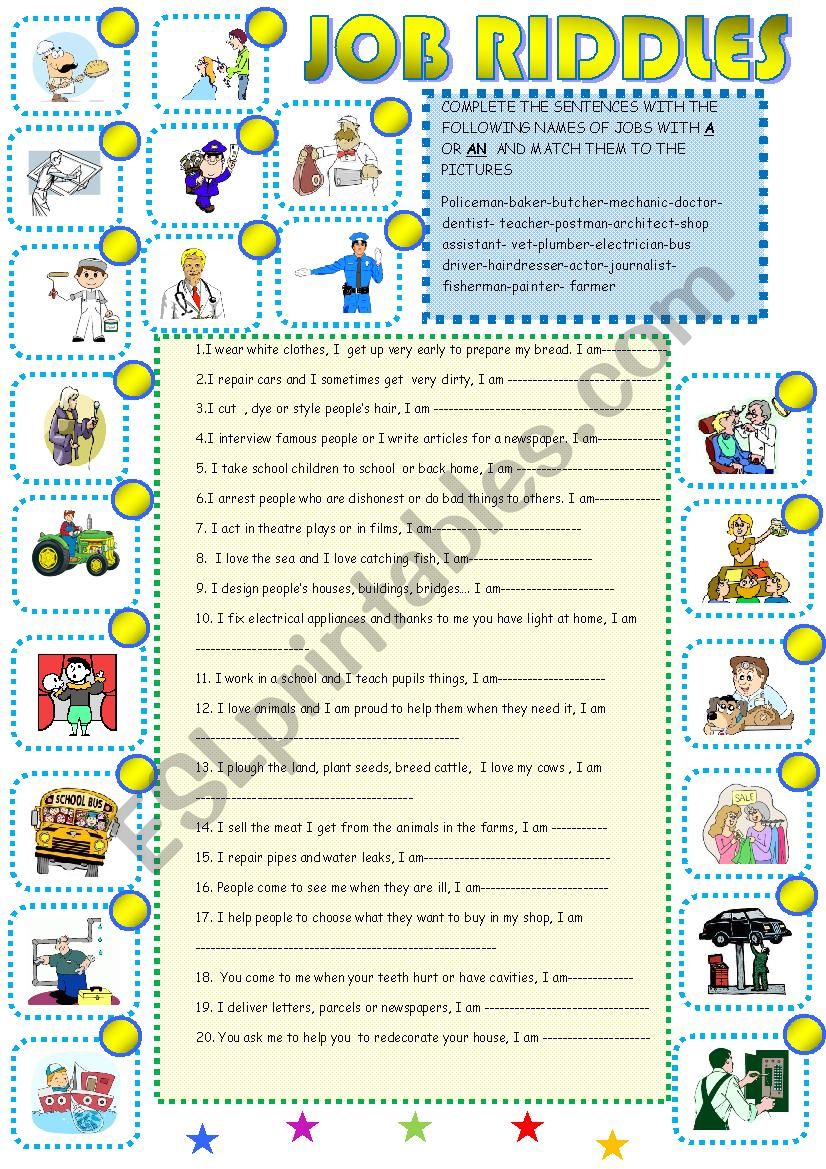 Job riddles 1 worksheet