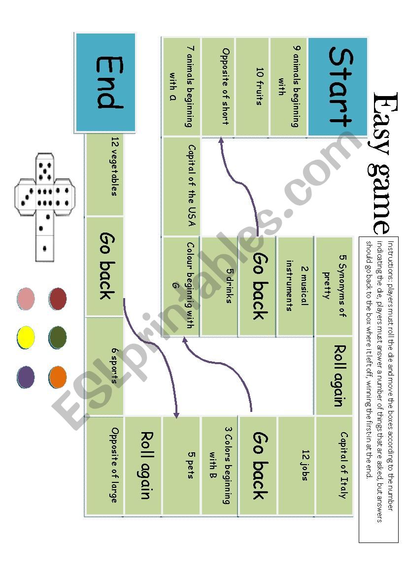 easy vocabulary game worksheet