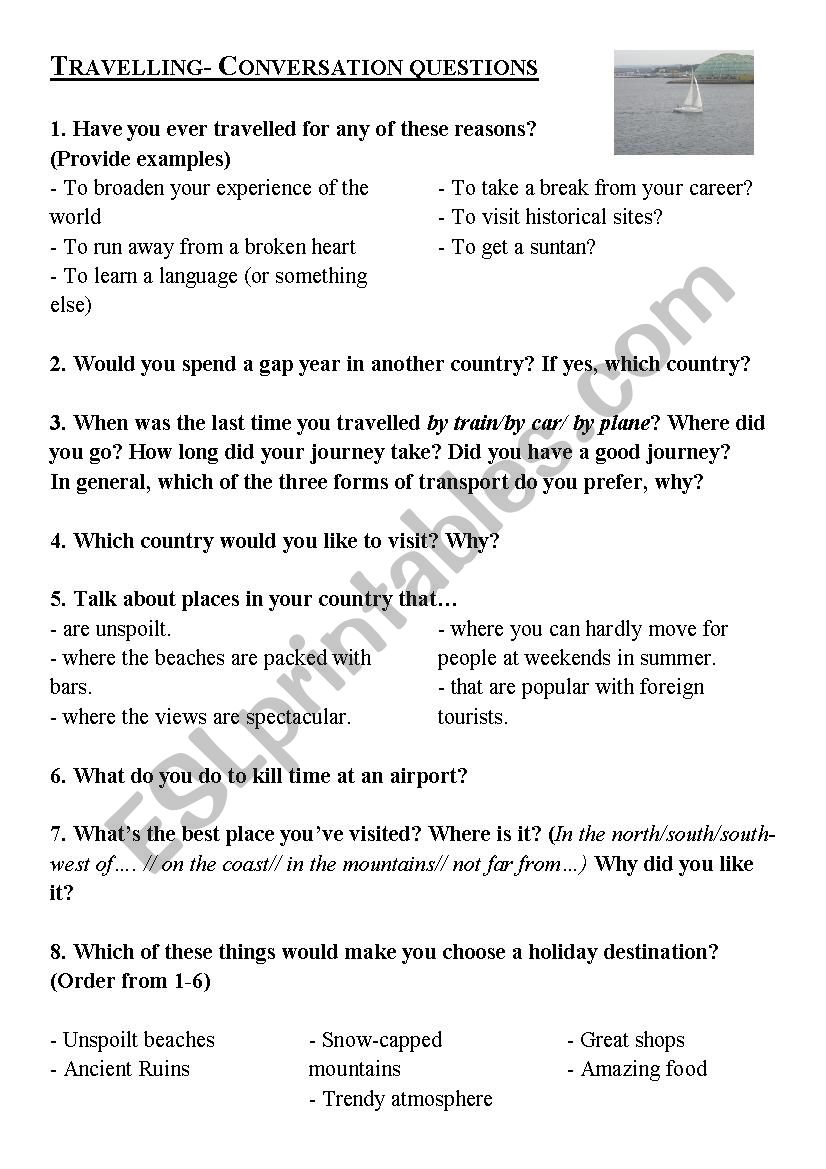 TRAVELLING CONVERSATION QUESTIONS