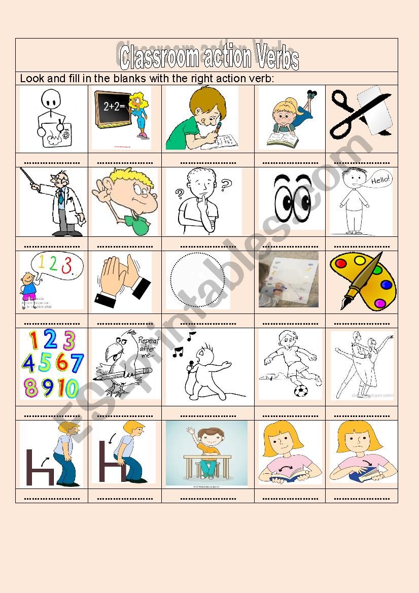 Action Verbs worksheet