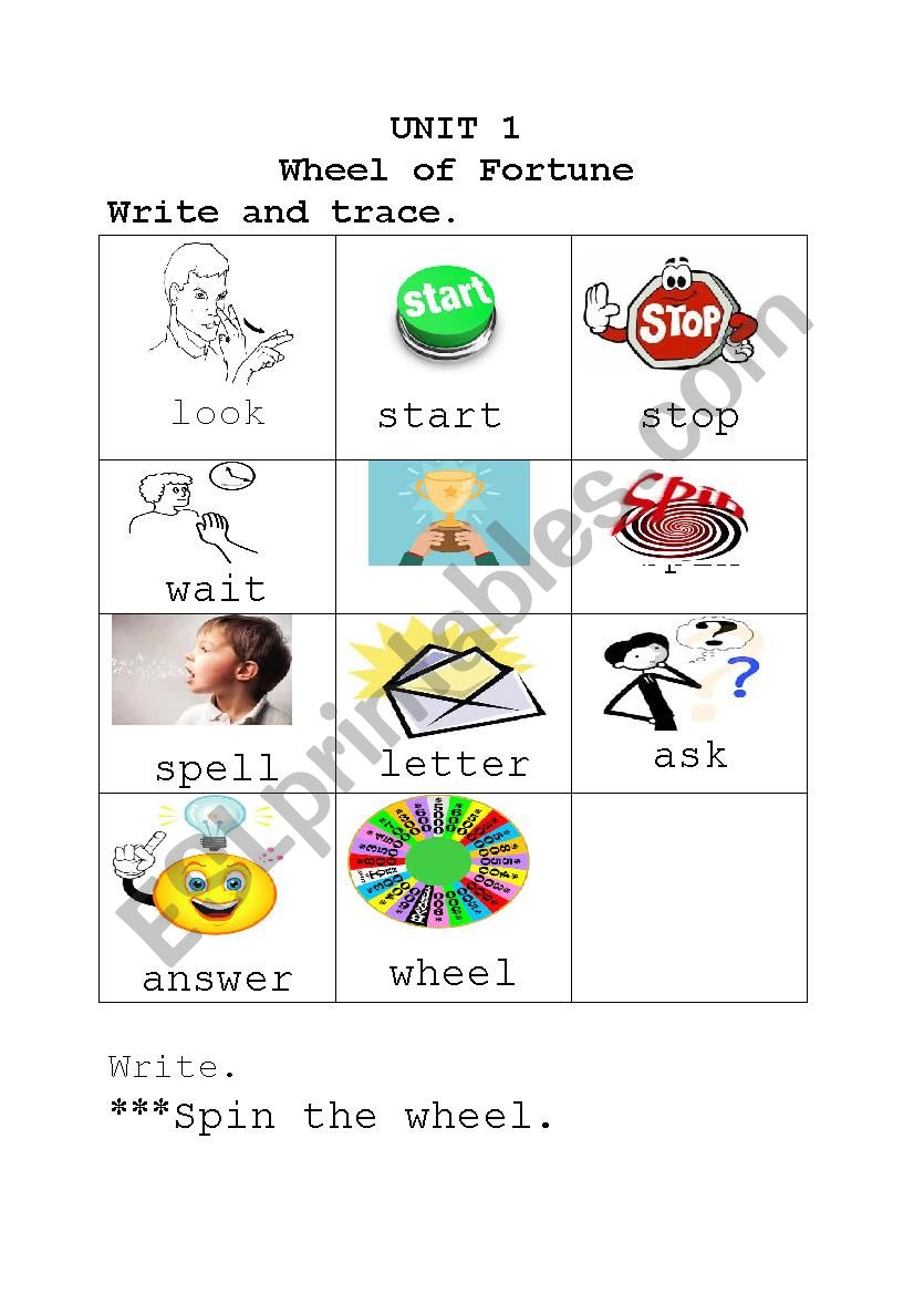 wheel of fortune worksheet