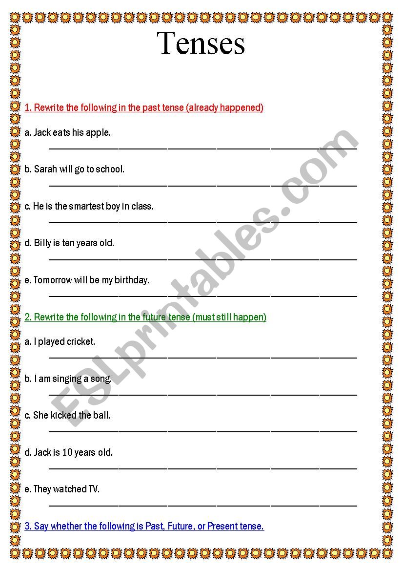 English Tenses worksheet