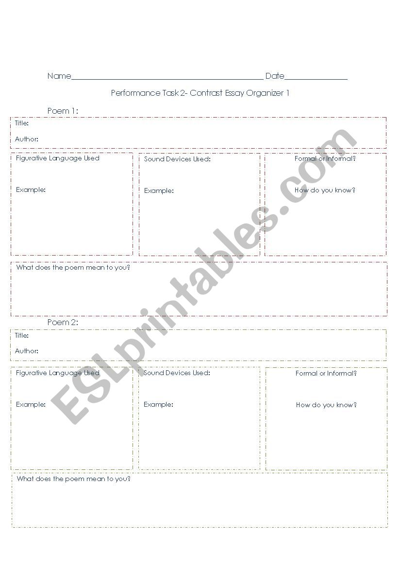 Argumentative Essay Organizer worksheet