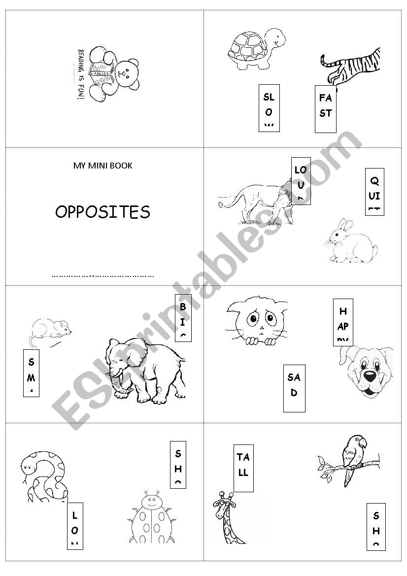 opposites mini book worksheet