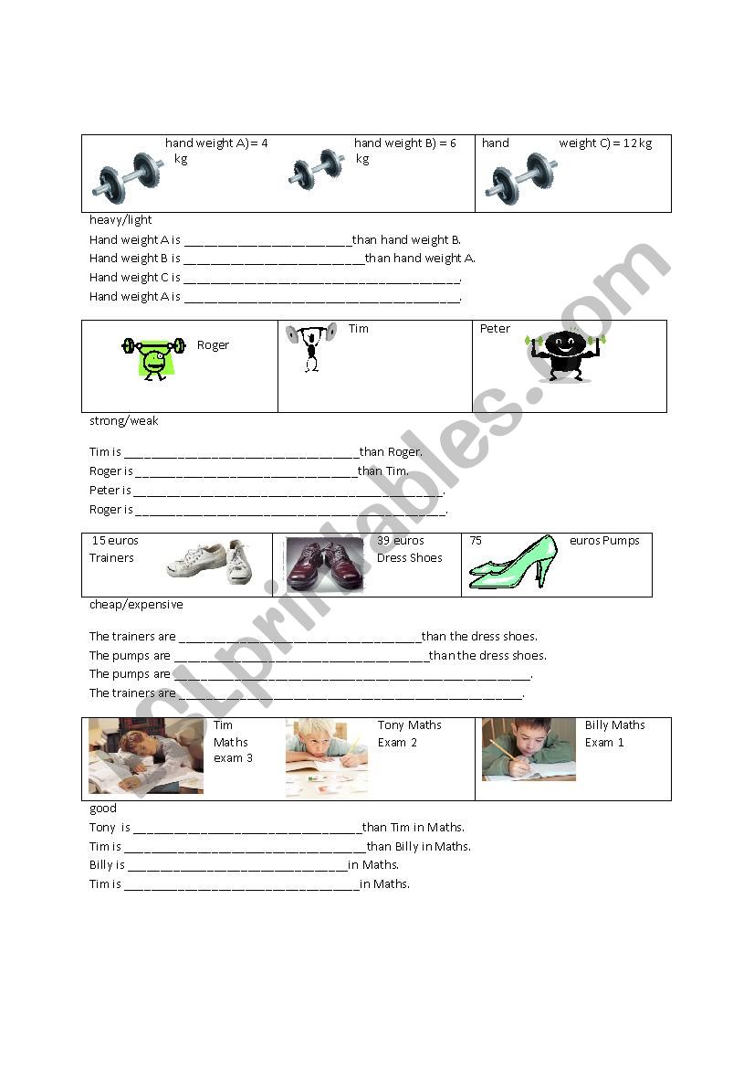 Comparatives and Superlatives worksheet