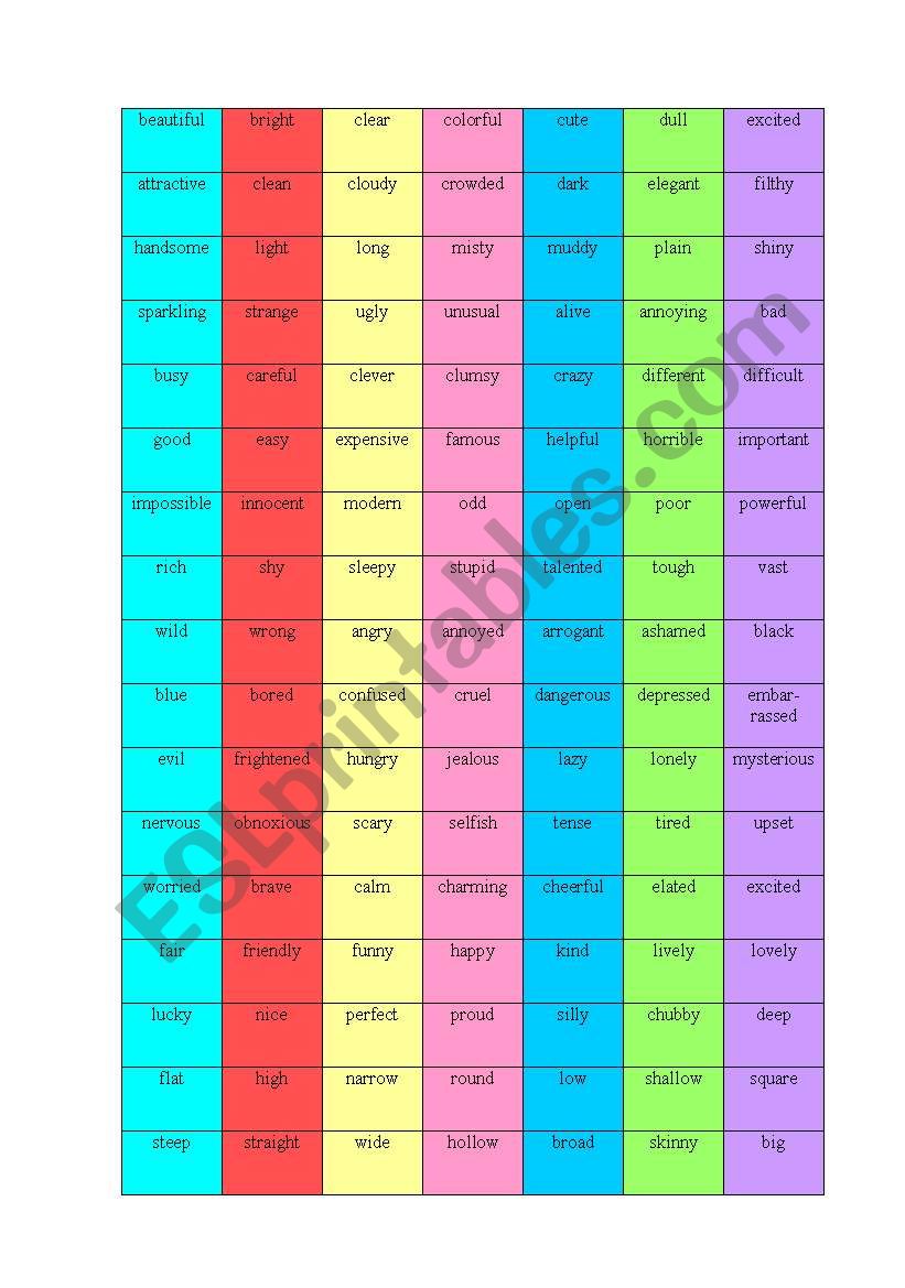 Adjectives 2/2 worksheet