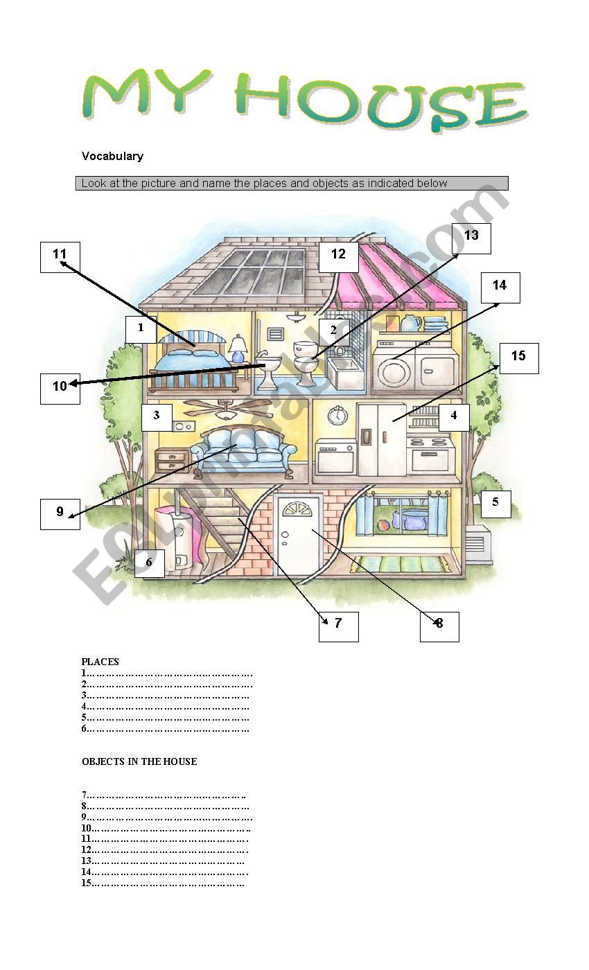 Vocabulary The house worksheet