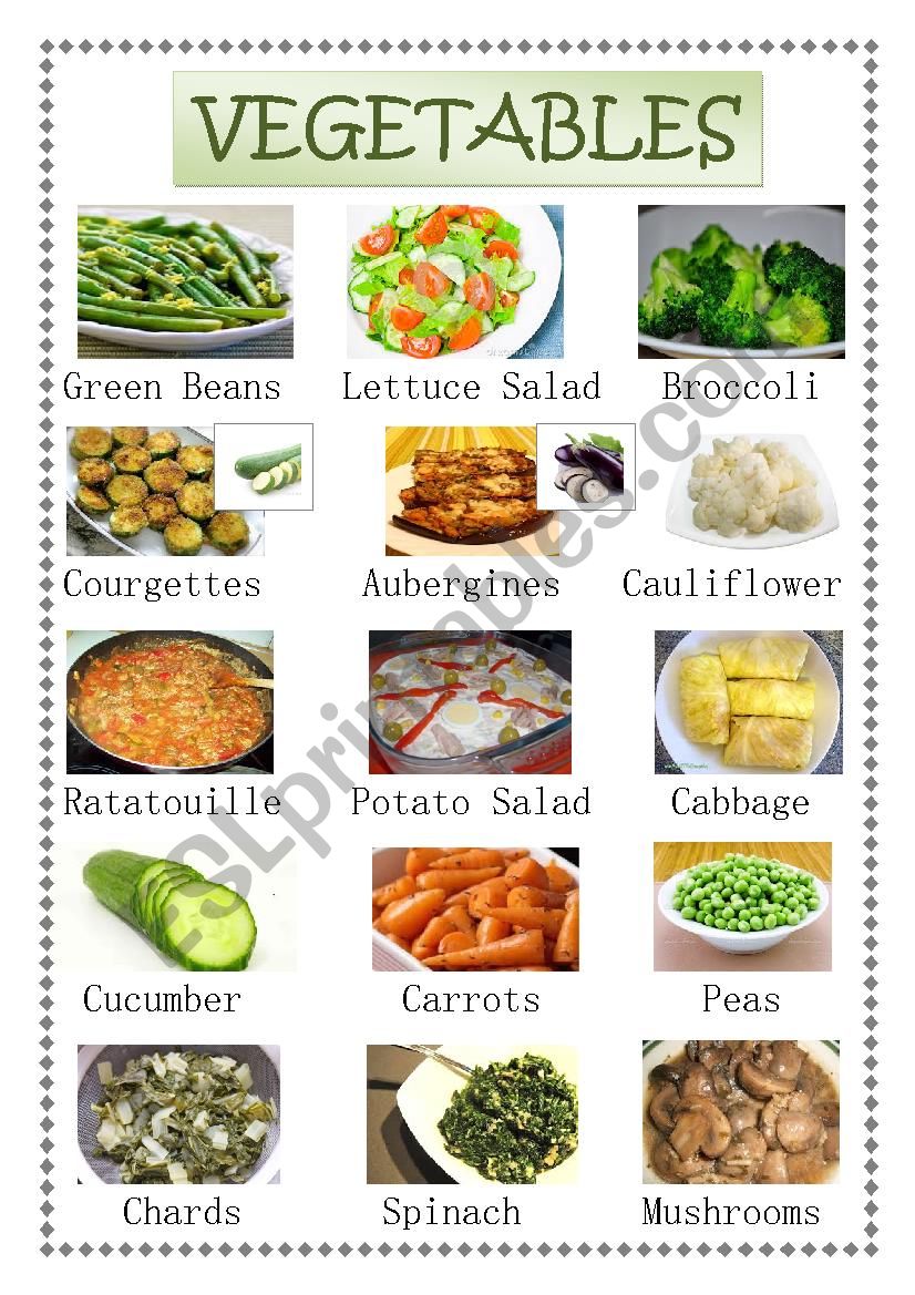 Vegetables worksheet