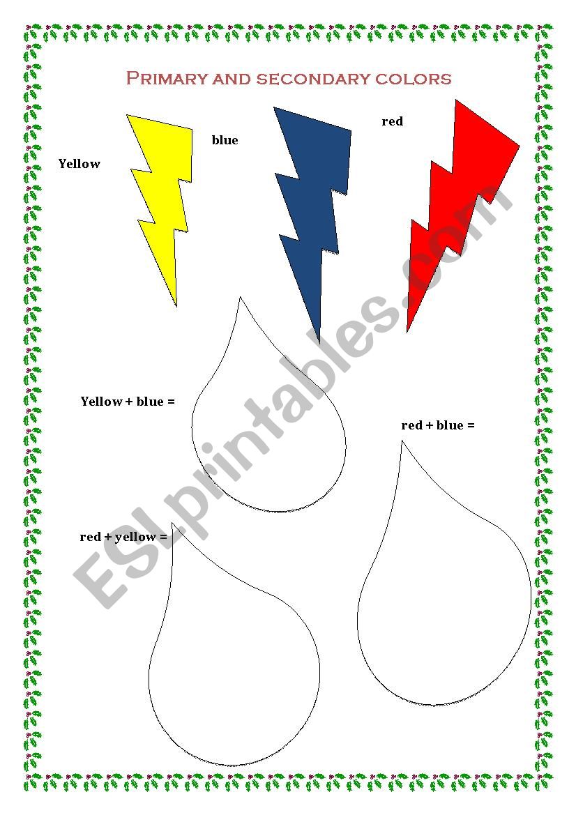 PRIMARY AND SECONDARY COLORS worksheet