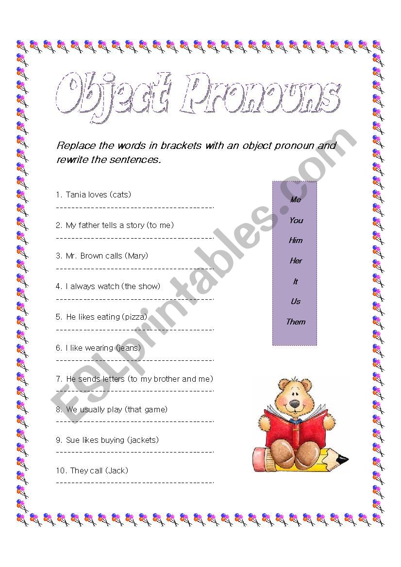 object pronouns worksheet