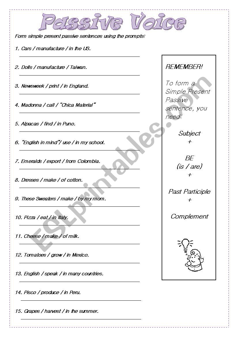 passive voice worksheet