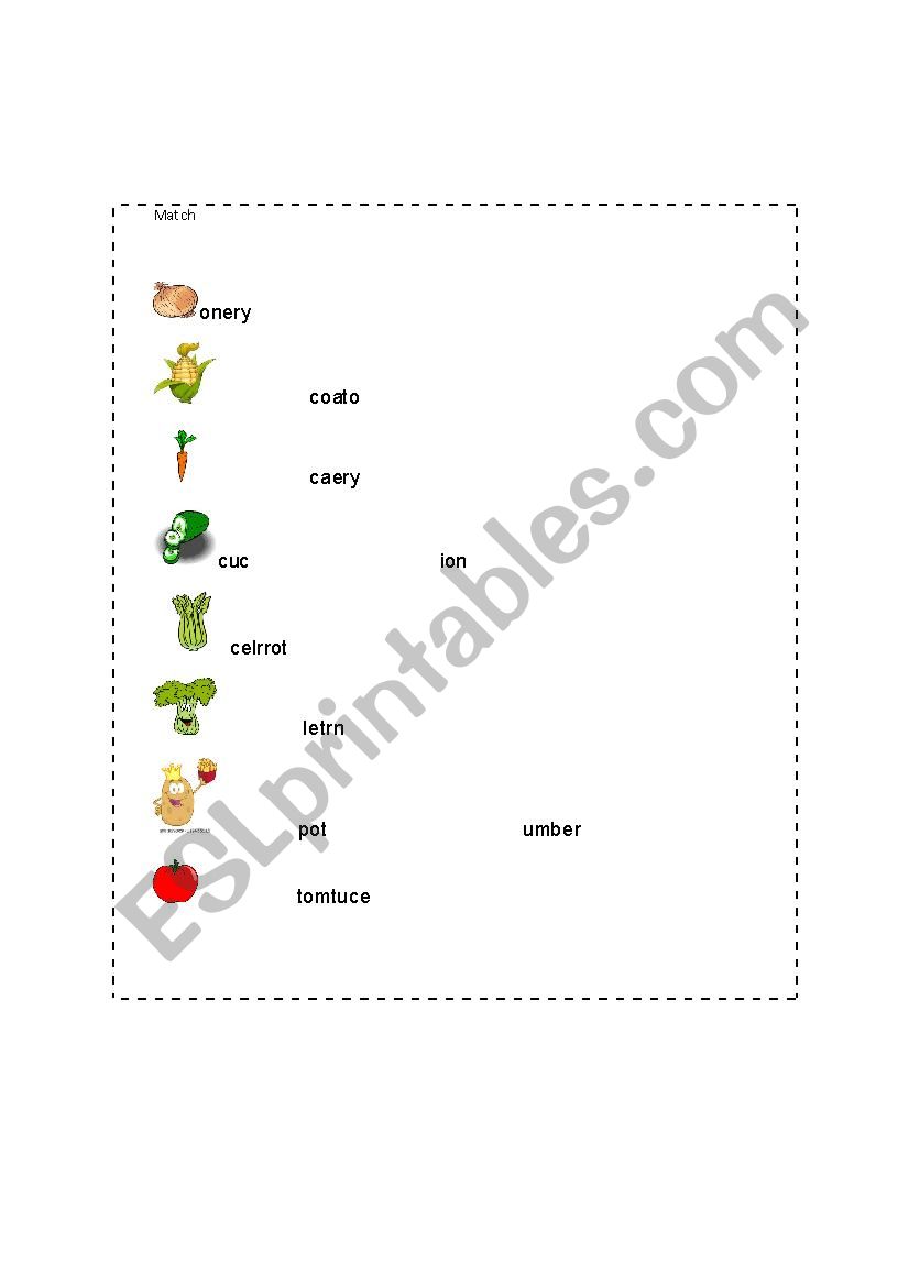 Vegetables worksheet