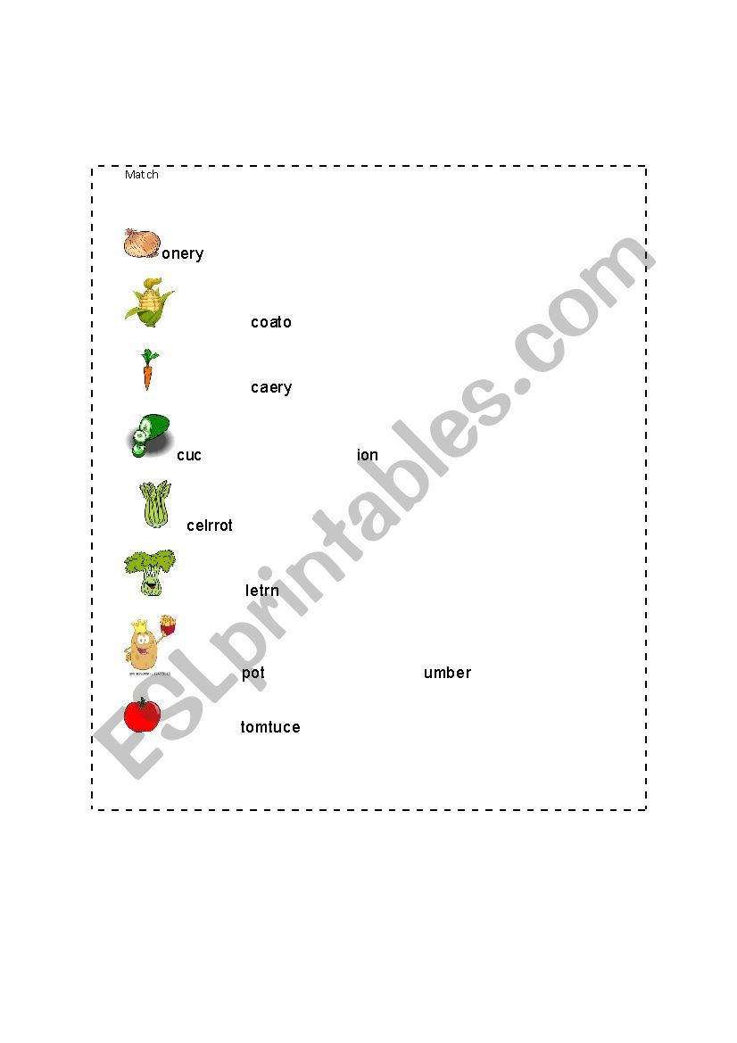 Vegetables worksheet