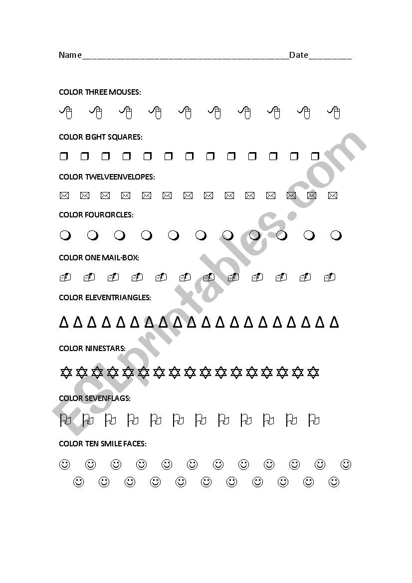 Color the right number of objects