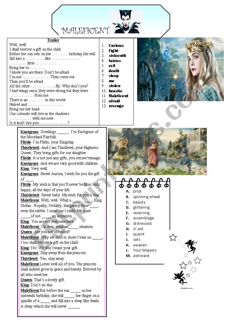 Maleficent  worksheet