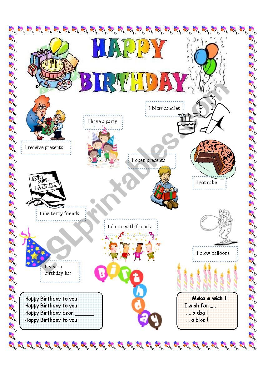 Birthday Party worksheet