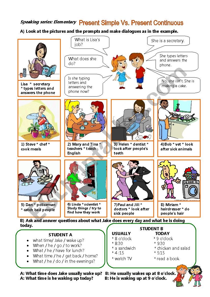 Speaking series: elementray - Present Simple Vs Present Continuous