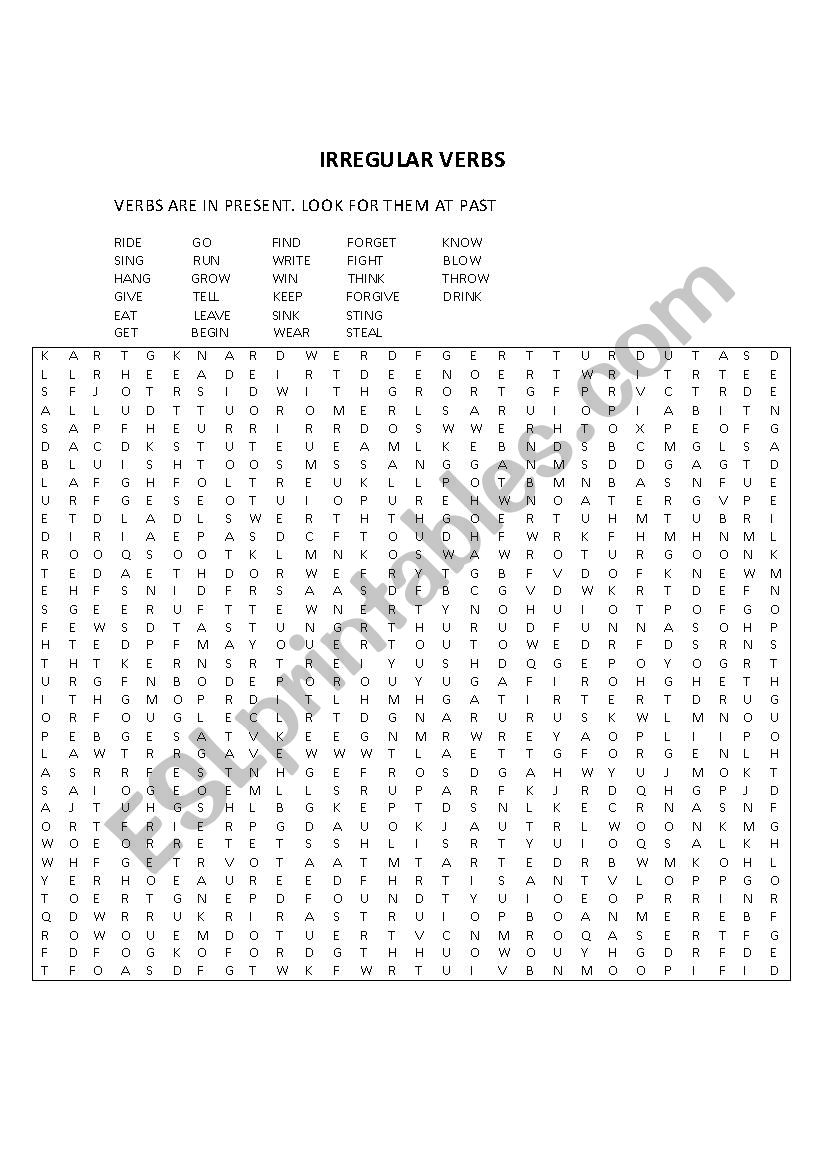 Irregular verbs worksheet