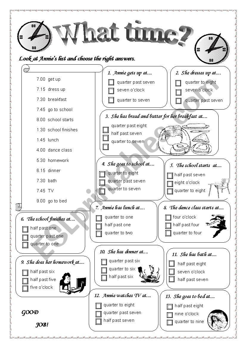 What time? worksheet