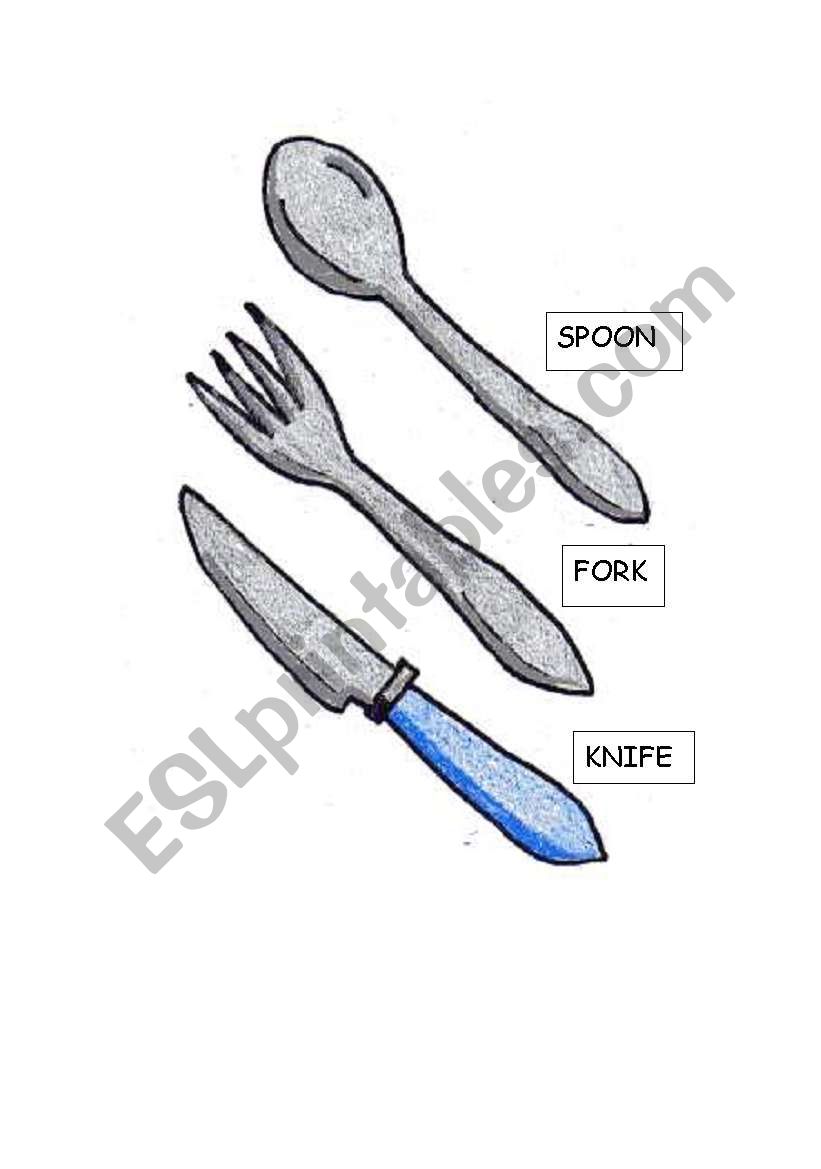 Cutlery flashcard worksheet