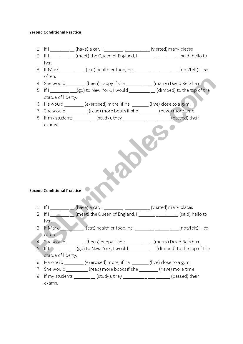 Second Conditional Practice worksheet