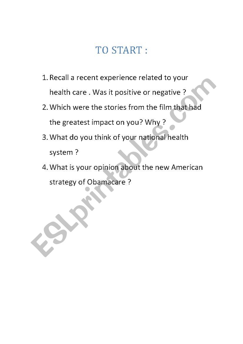 To start worksheet