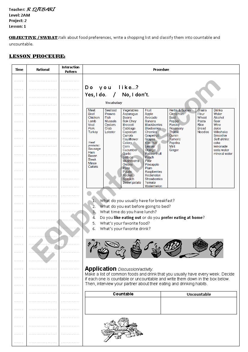 likes and dislikes worksheet